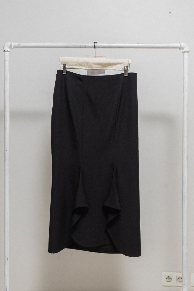 YOHJI YAMAMOTO - FW13 Long wool skirt with back flap details
