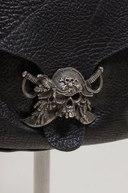 UGO CACCIATORI - Silver 925 pirate buckle and hardware large leather bag