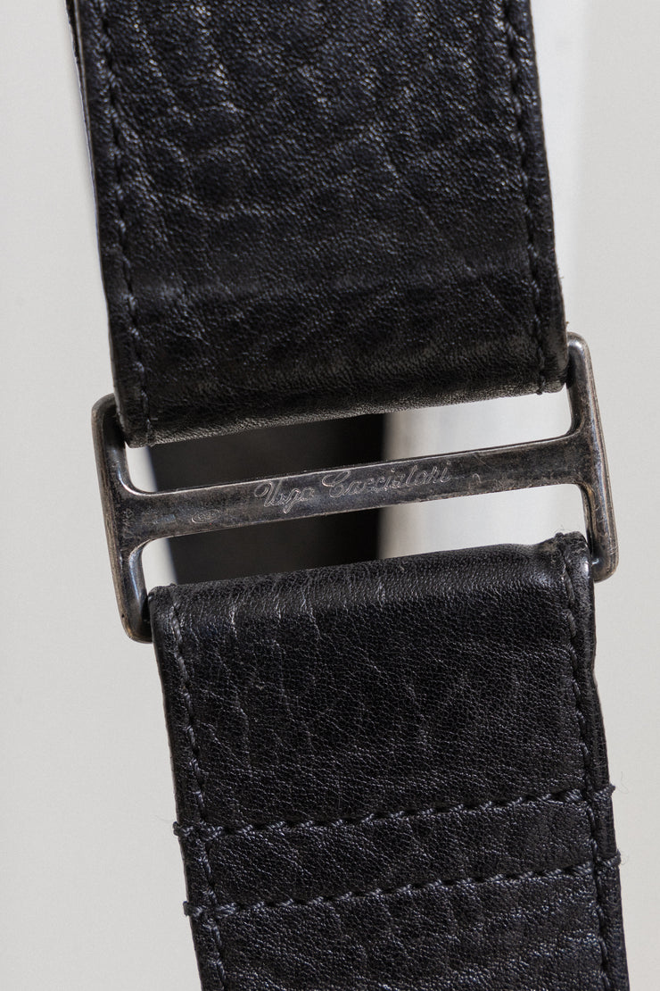 UGO CACCIATORI - Silver 925 pirate buckle and hardware large leather bag