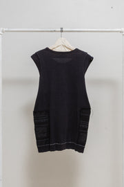 UNDERCOVER - SS03 "SCAB" Sleeveless cotton top with side patches (full black version)