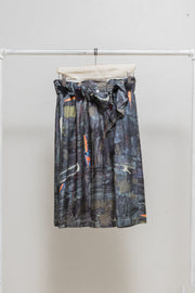 UNDERCOVER - SS03 "SCAB" Crust printed silk skirt with waist patches