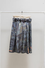 UNDERCOVER - SS03 "SCAB" Crust printed silk skirt with waist patches