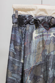 UNDERCOVER - SS03 "SCAB" Crust printed silk skirt with waist patches