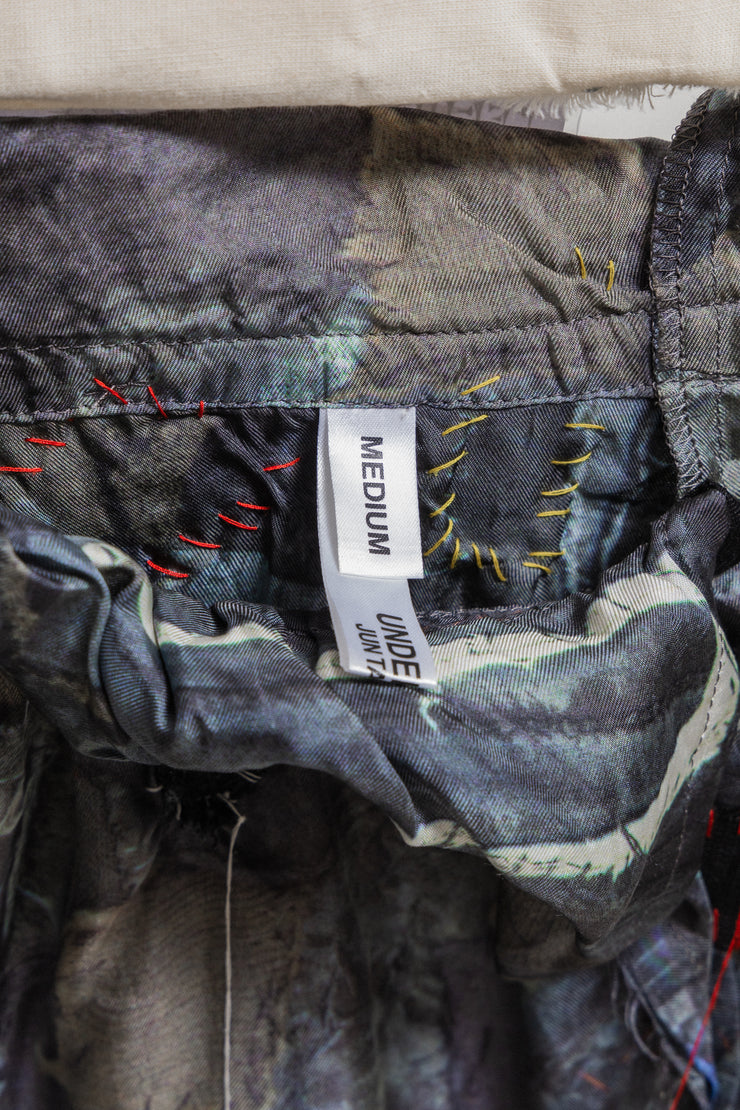 UNDERCOVER - SS03 "SCAB" Crust printed silk skirt with waist patches