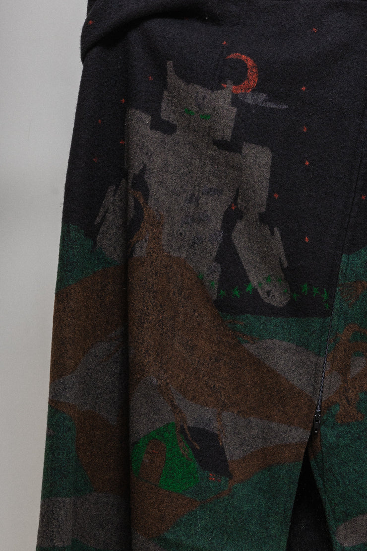 UNDERCOVER - FW02 “Witch’s cell division” Transformable maxi skirt with Gundam alike landscape