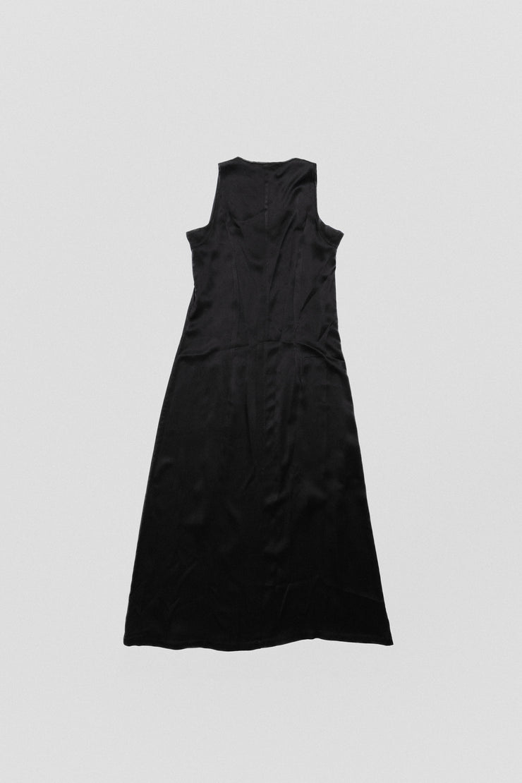 ANN DEMEULEMEESTER BLANCHE - Long silk dress with bottom trim (spring 2008 reedition)