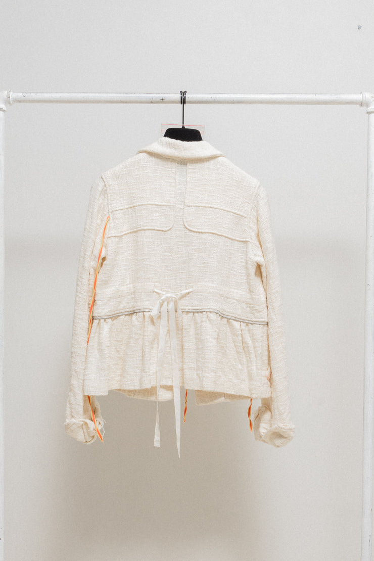 UNDERCOVER - SS03 "SCAB" Woven zip up jacket with frilled cuffs and colourful details (runway)