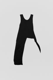 YOHJI YAMAMOTO Y'S - Long cotton dress with a contrasting pleated fabric detail