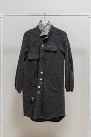 UNDERCOVER - FW04 "But Beautiful" Wool plush coat with buttons, fabric, stitches details (runway)