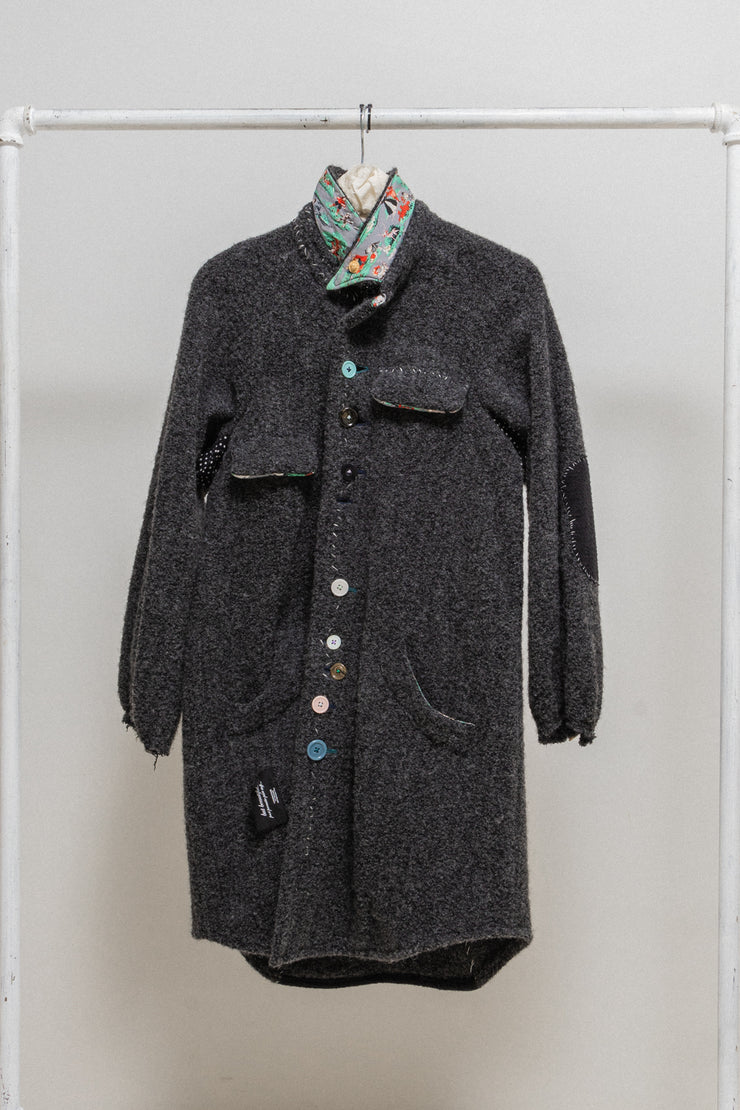 UNDERCOVER - FW04 "But Beautiful" Wool plush coat with buttons, fabric, stitches details (runway)