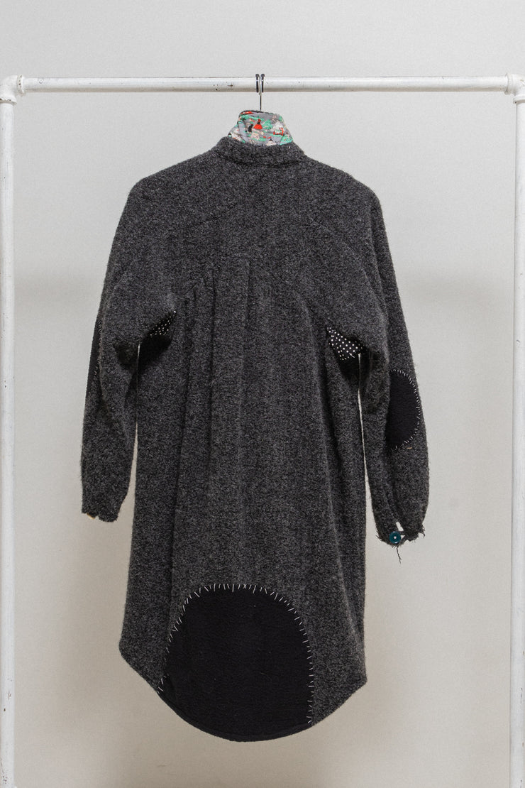 UNDERCOVER - FW04 "But Beautiful" Wool plush coat with buttons, fabric, stitches details (runway)