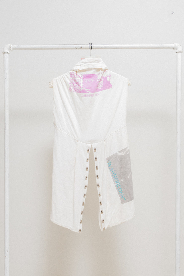 UNDERCOVER - SS06 "T" Klaus Schulze T-shirt rebuilt printed vest with studs (runway)