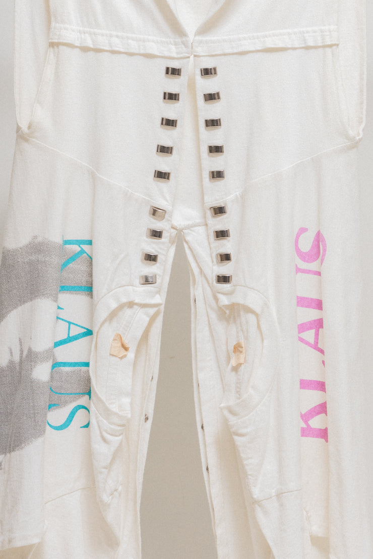 UNDERCOVER - SS06 "T" Klaus Schulze T-shirt rebuilt printed vest with studs (runway)