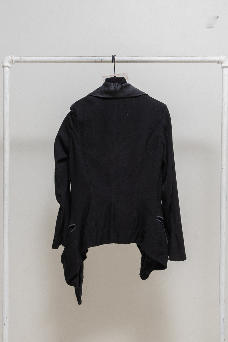 UNDERCOVER - SS04 "Languid" Ribbed jacket with satin lapels / deformed version with red label (runway)