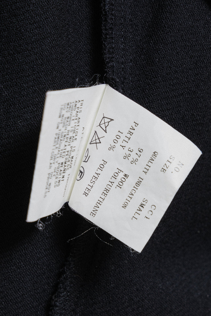 UNDERCOVER - SS04 "Languid" Ribbed jacket with satin lapels / deformed version with red label (runway)