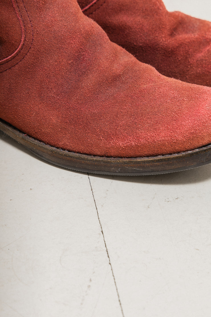 UNDERCOVER - FW04 "But Beautiful" Red engineer boots with metal monster plate