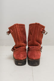 UNDERCOVER - FW04 "But Beautiful" Red engineer boots with metal monster plate