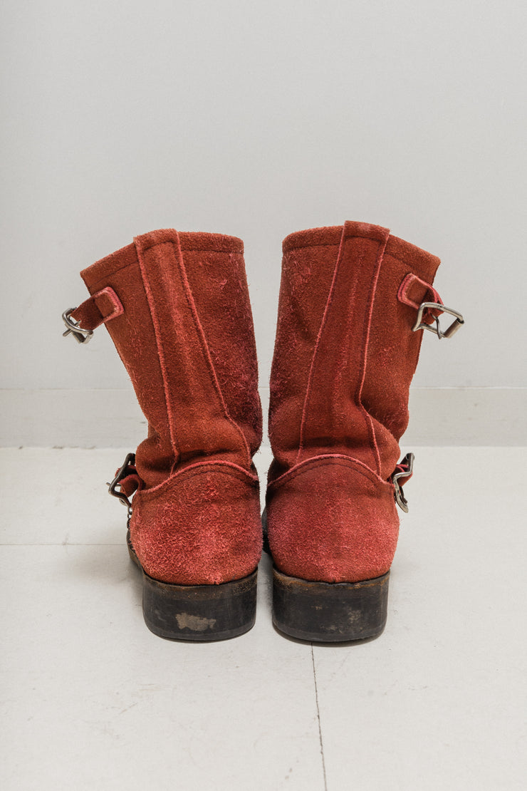 UNDERCOVER - FW04 "But Beautiful" Red engineer boots with metal monster plate
