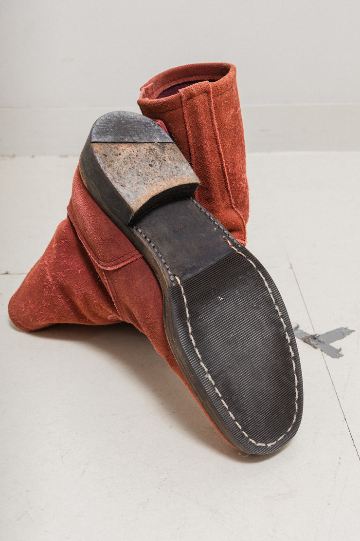 UNDERCOVER - FW04 "But Beautiful" Red engineer boots with metal monster plate
