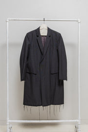 UNDERCOVER - SS16 "The Greatest" Cotton+poly blend coat with frayed edges and collar patches