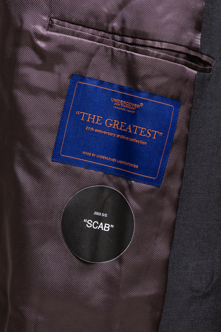 UNDERCOVER - SS16 "The Greatest" Cotton+poly blend coat with frayed edges and collar patches