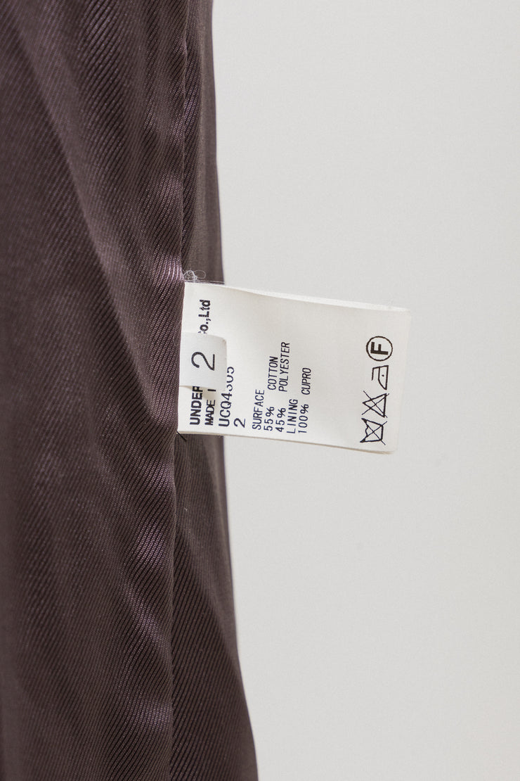 UNDERCOVER - SS16 "The Greatest" Cotton+poly blend coat with frayed edges and collar patches