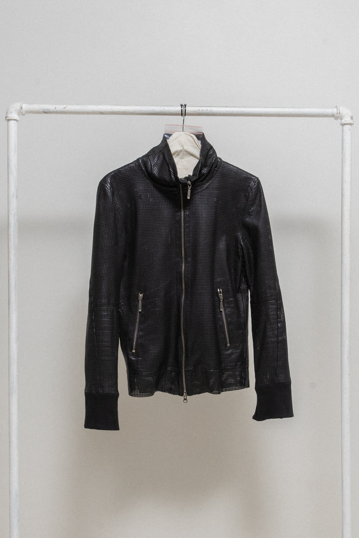 YASUYUKI ISHII - Perforated sheep skin jacket with raw cut edges