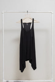 L.G.B - Knitted tank top with raw cut edges and glitter