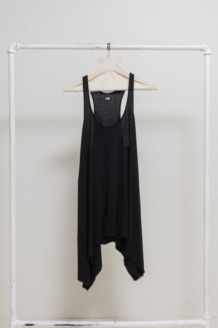 L.G.B - Knitted tank top with raw cut edges and glitter