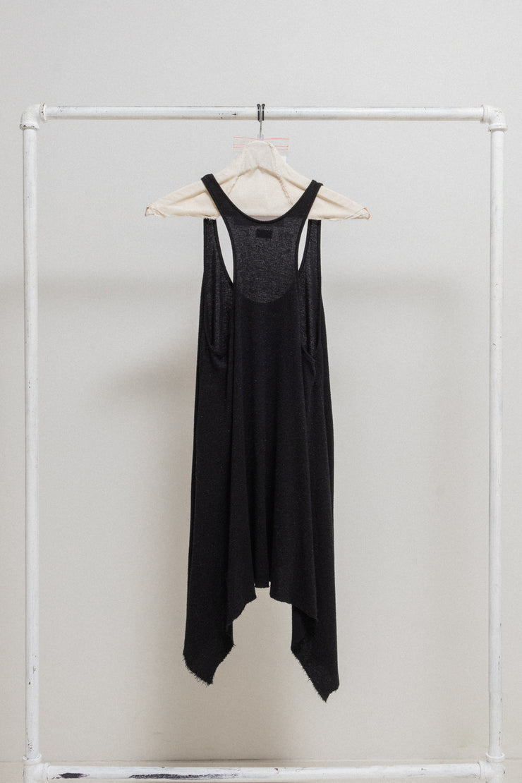 L.G.B - Knitted tank top with raw cut edges and glitter