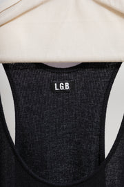 L.G.B - Knitted tank top with raw cut edges and glitter
