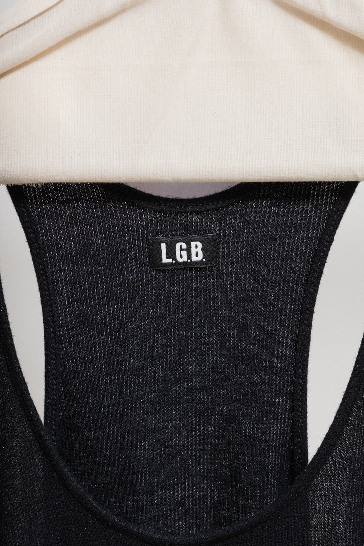 L.G.B - Knitted tank top with raw cut edges and glitter
