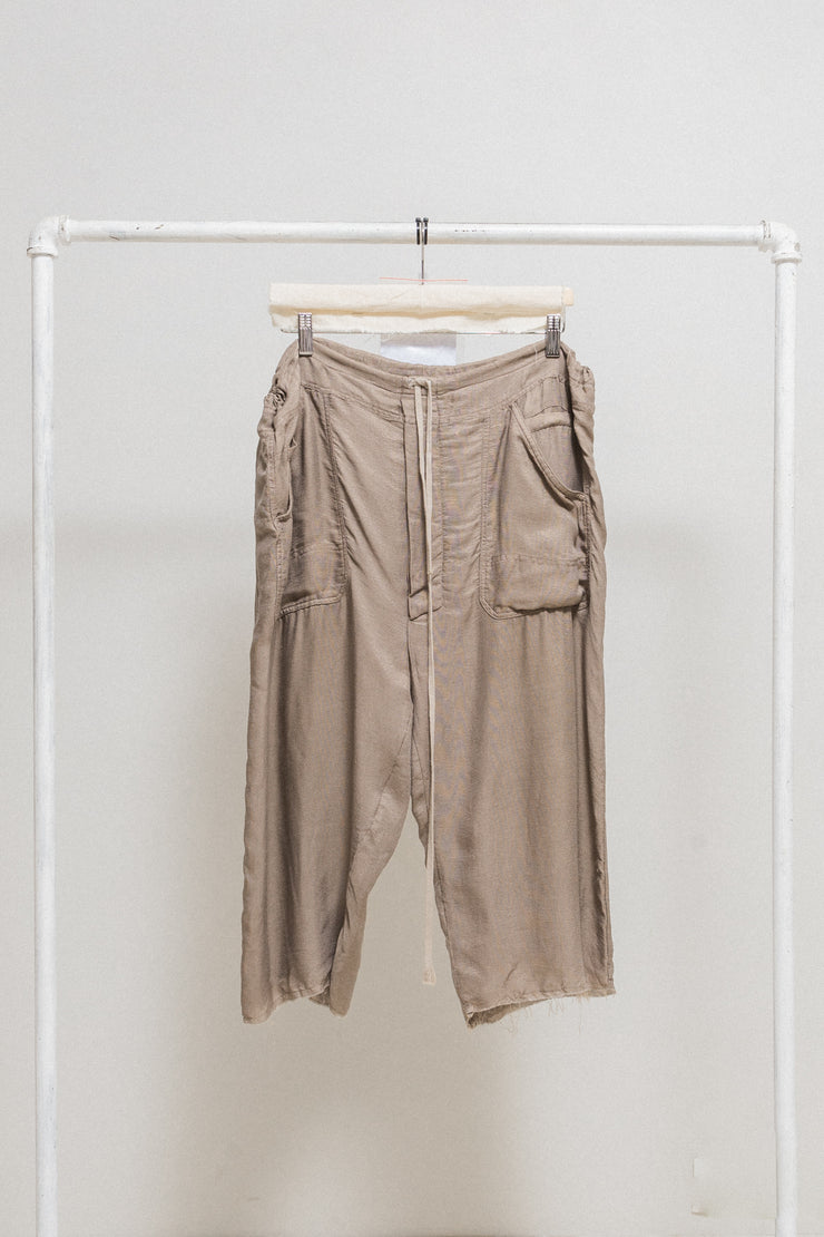 RICK OWENS - SS04 "CITROËN" Silk blend wide raw cut pants (runway)