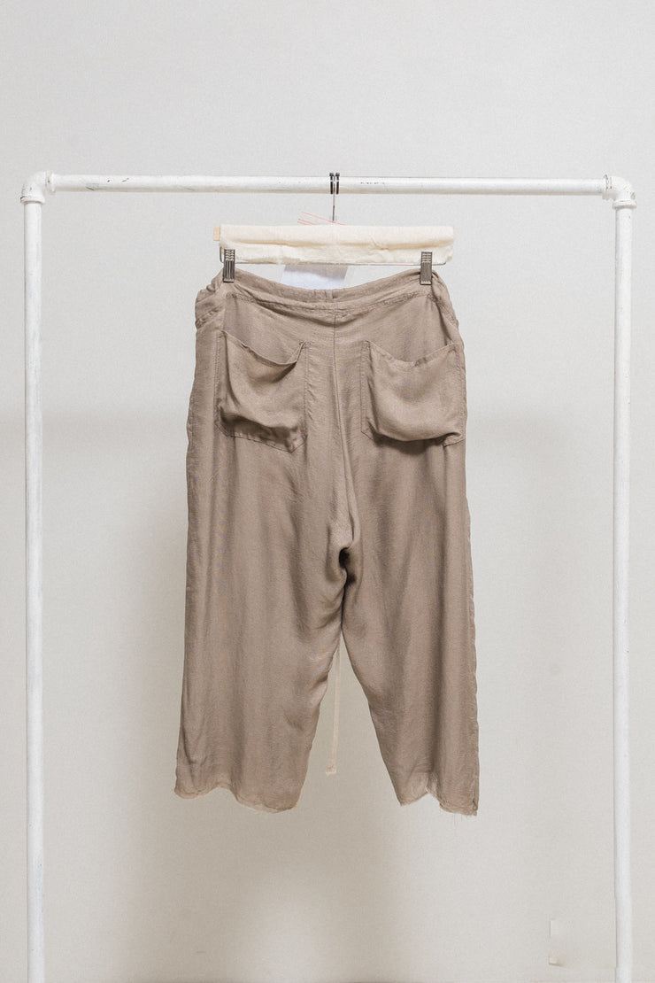 RICK OWENS - SS04 "CITROËN" Silk blend wide raw cut pants (runway)
