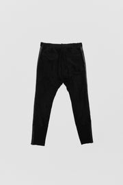 SHARE SPIRIT - Cotton pants with a button up waist and leather inserts