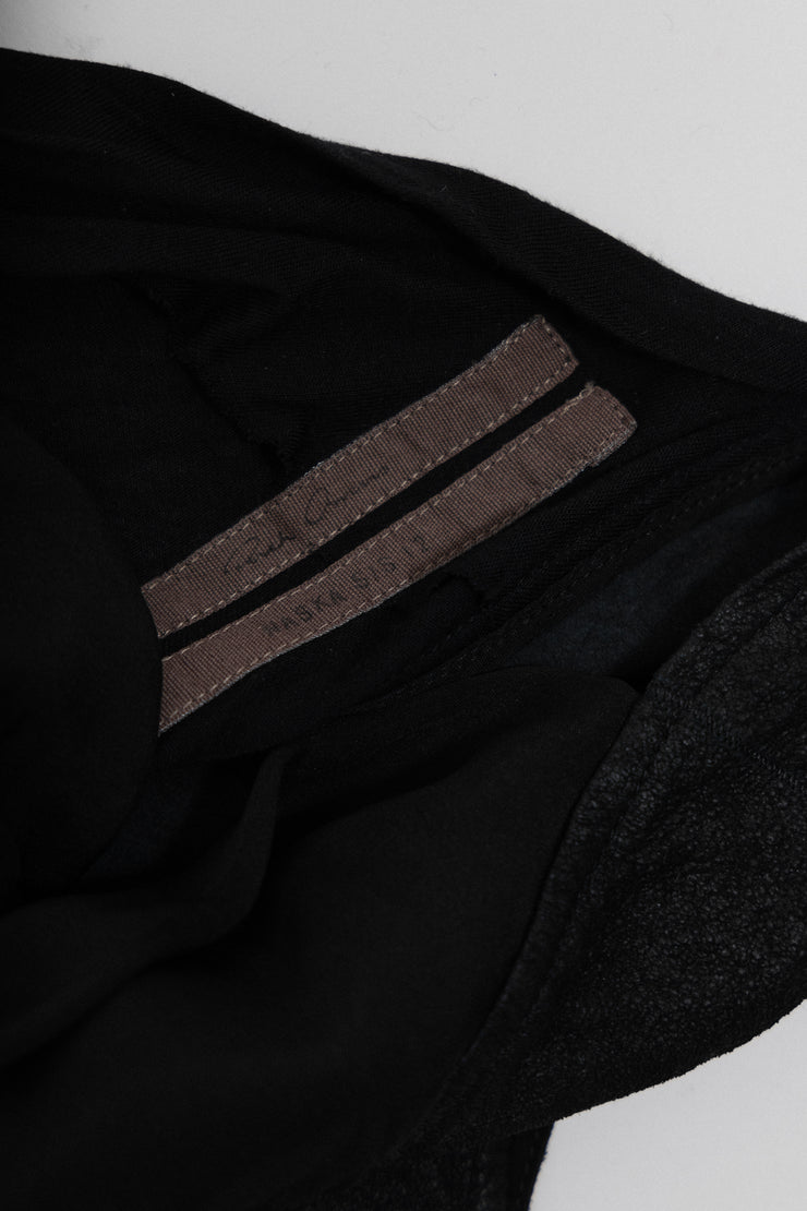 RICK OWENS - SS12 "NASKA" Silk top with blistered lamb leather panel and neck sash