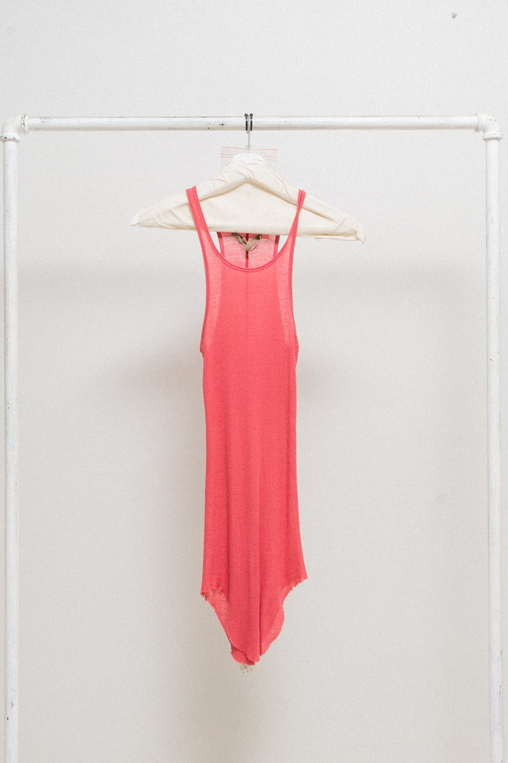 RICK OWENS - SS05 "SCORPIO" Bouche pink silk blend dickflap tank top