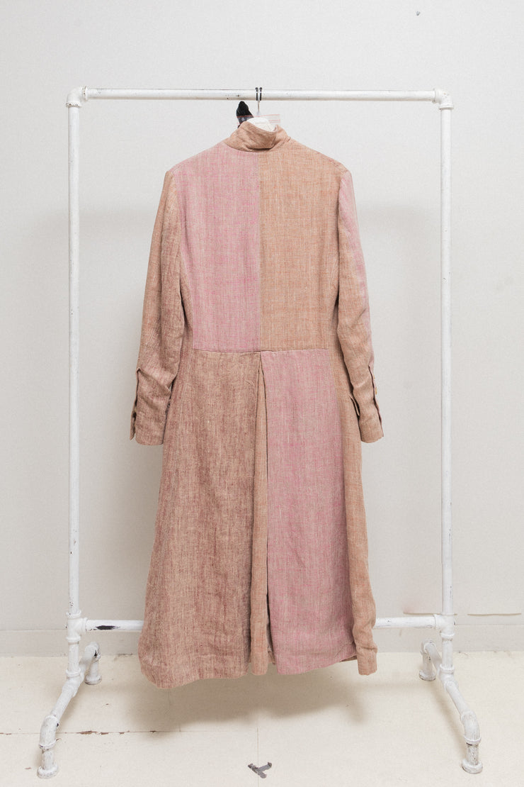(Kountry Club) PAUL HARNDEN SHOEMAKERS - Antique pink handmade long linen coat with cotton lining