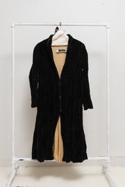 (Kountry Club) UMA WANG - Long pleated cotton velvet coat with spotted lining