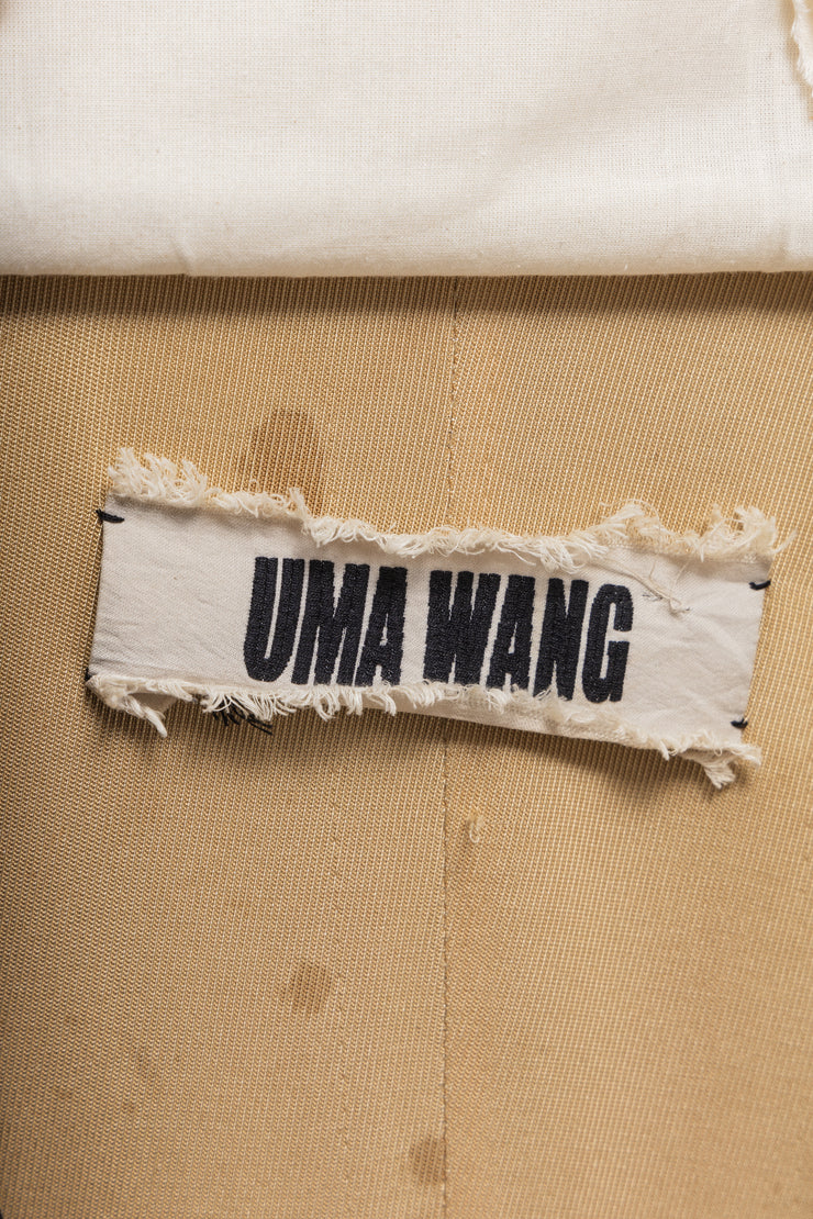 (Kountry Club) UMA WANG - Long pleated cotton velvet coat with spotted lining