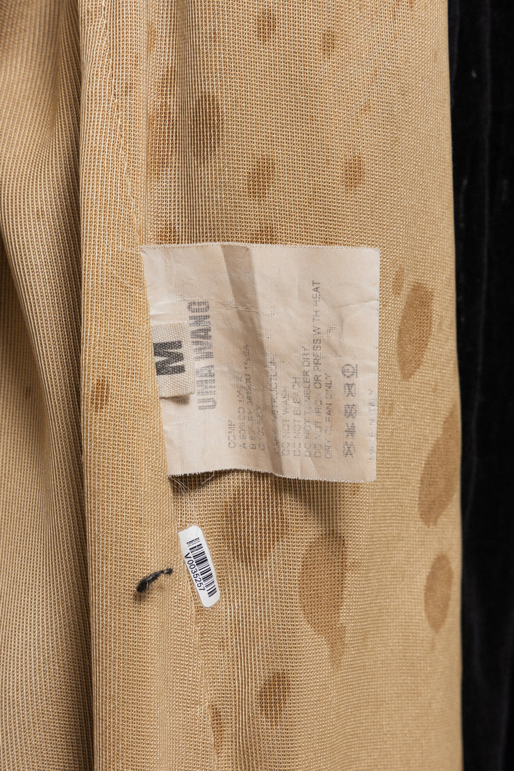 (Kountry Club) UMA WANG - Long pleated cotton velvet coat with spotted lining