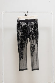 (Kountry Club) ANN DEMEULEMEESTER - SS14 Sheer mesh leggings with velvet floral pattern (sample)