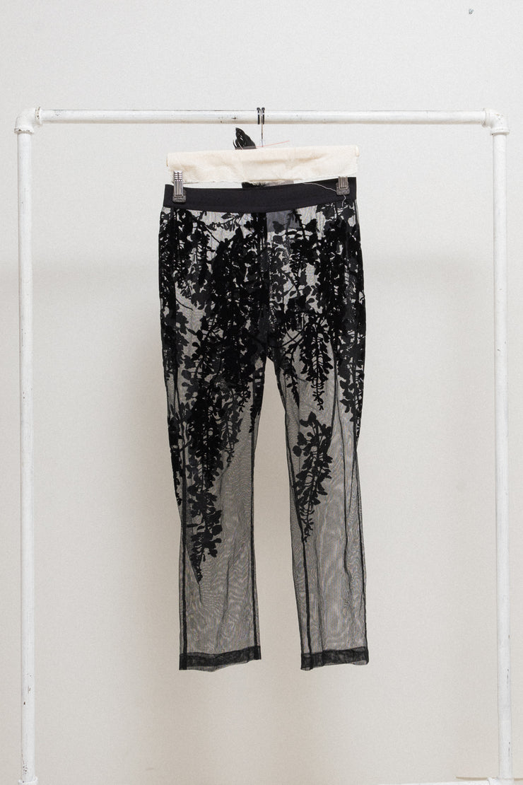 (Kountry Club) ANN DEMEULEMEESTER - SS14 Sheer mesh leggings with velvet floral pattern (sample)