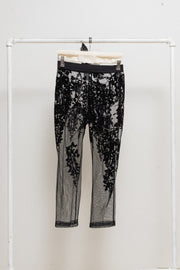 (Kountry Club) ANN DEMEULEMEESTER - SS14 Sheer mesh leggings with velvet floral pattern (sample)