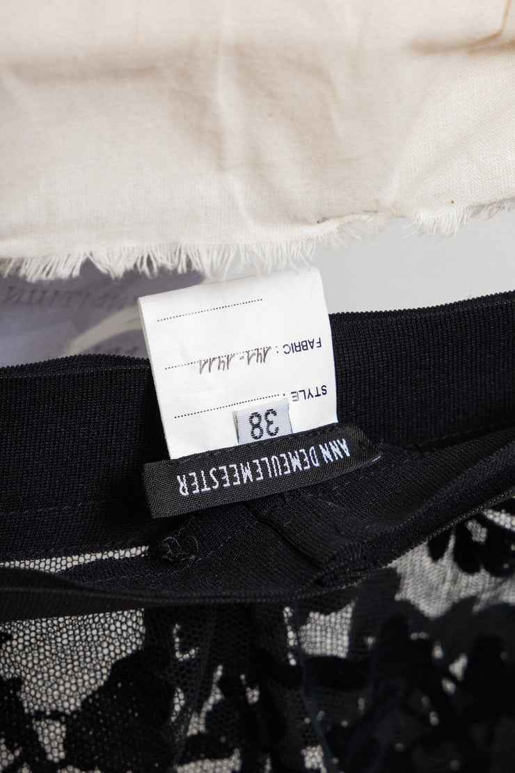 (Kountry Club) ANN DEMEULEMEESTER - SS14 Sheer mesh leggings with velvet floral pattern (sample)