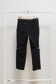 COMME DES GARCONS BLACK - Straight poly pants with leg zippers