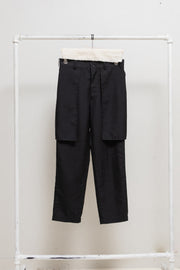 COMME DES GARCONS BLACK - Straight poly pants with pocket flaps