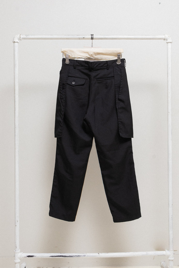 COMME DES GARCONS BLACK - Straight poly pants with pocket flaps