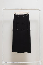 YOHJI YAMAMOTO GOTHIC - 90's Long wool skirt with adjustable button panels