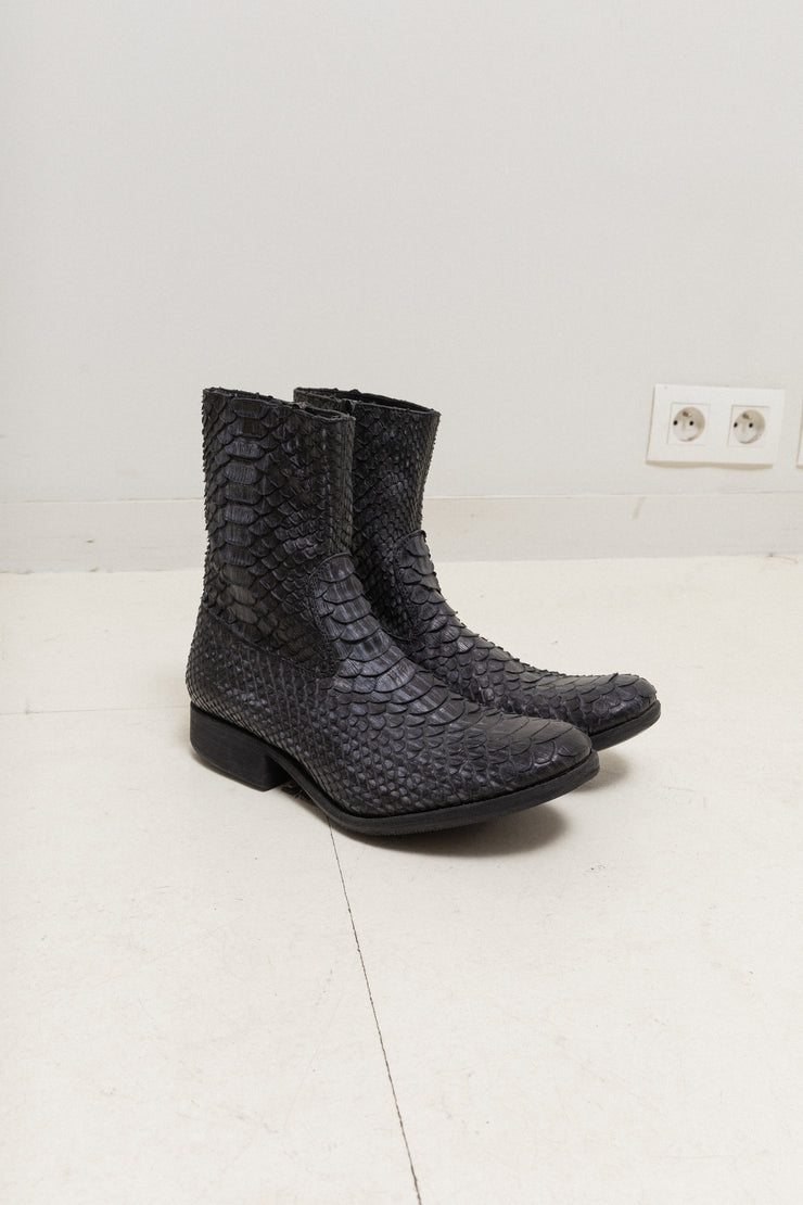 (Kountry Club) CARPE DIEM - Full snake skin leather ankle boots